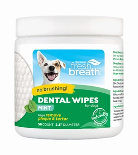 TropiClean Fresh Breath No Brushing Dental Wipes for Dogs (Mint) odor remover,dog cleaning
