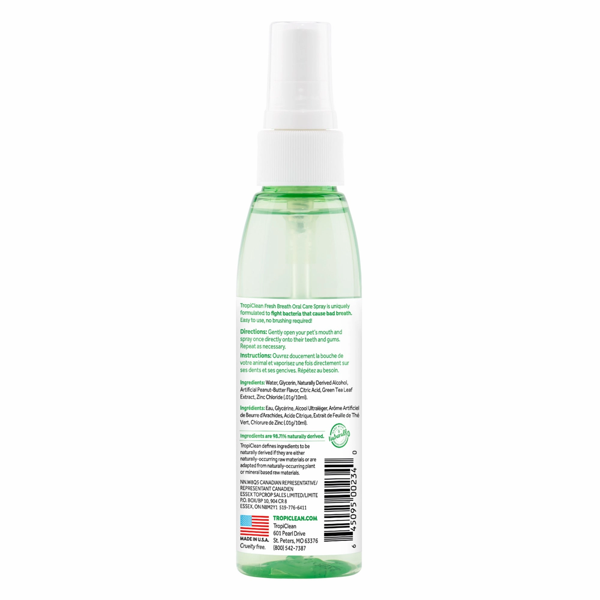 Tropiclean Fresh Breath No Brushing Oral Care Spray for Dogs (Peanut Butter)