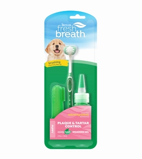 TropiClean Fresh Breath Oral Care Kit (Toothbrush, Finger Brush & Gel) for Puppy pet coat care,skin health