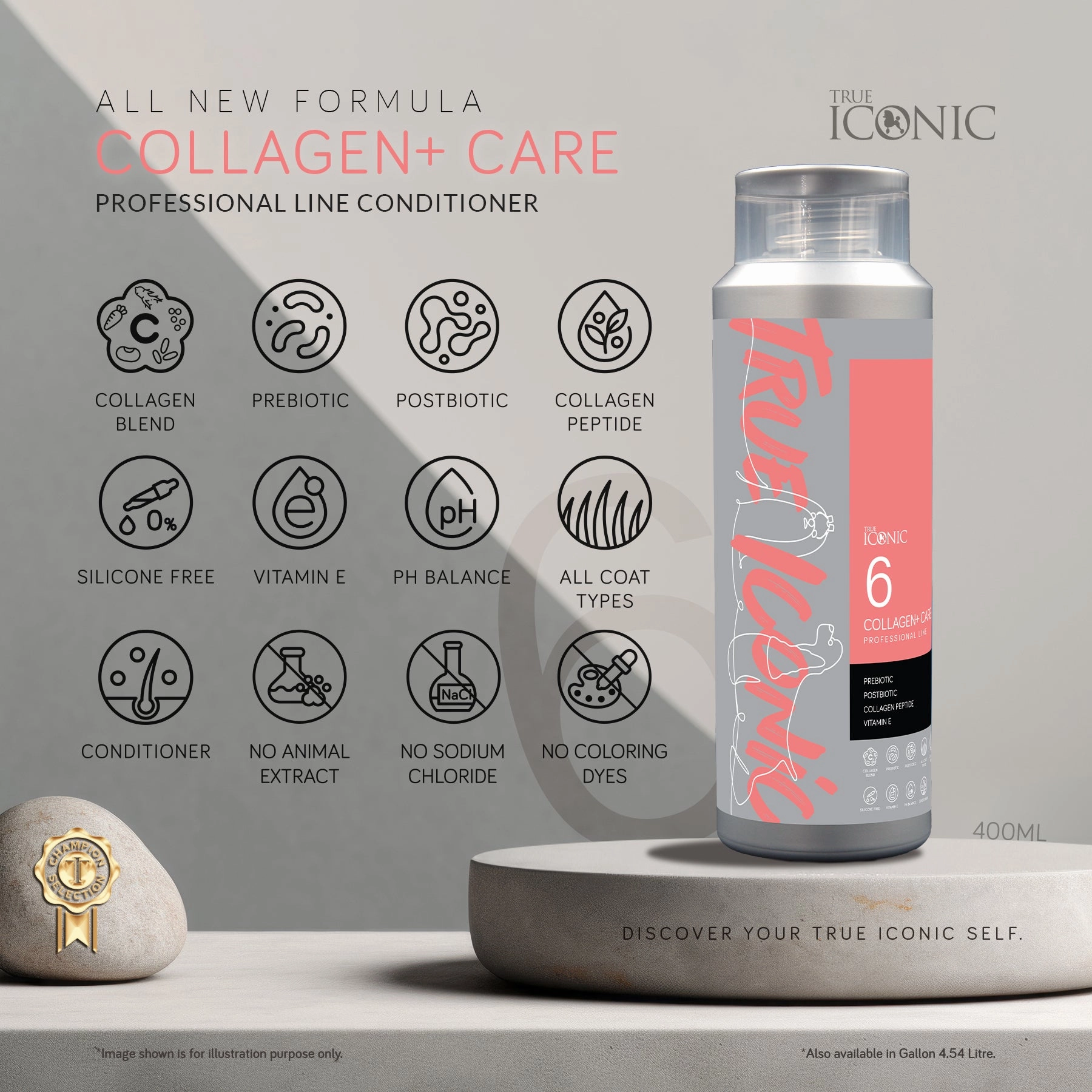 TRUE ICONIC Collagen  Care Multi Moisturizing Agents Conditioner for Dogs