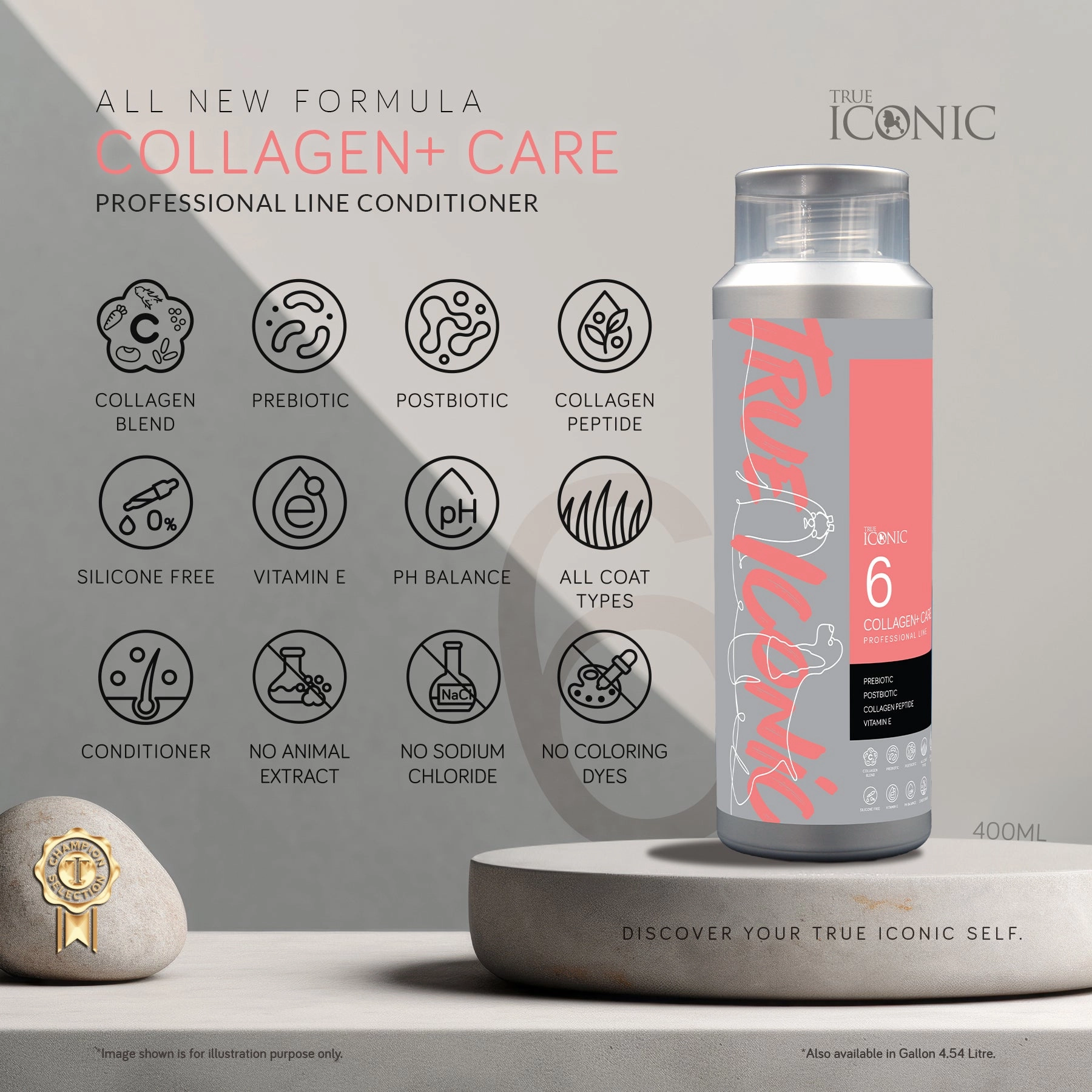 TRUE ICONIC Collagen  Care Multi Moisturizing Agents Conditioner for Dogs