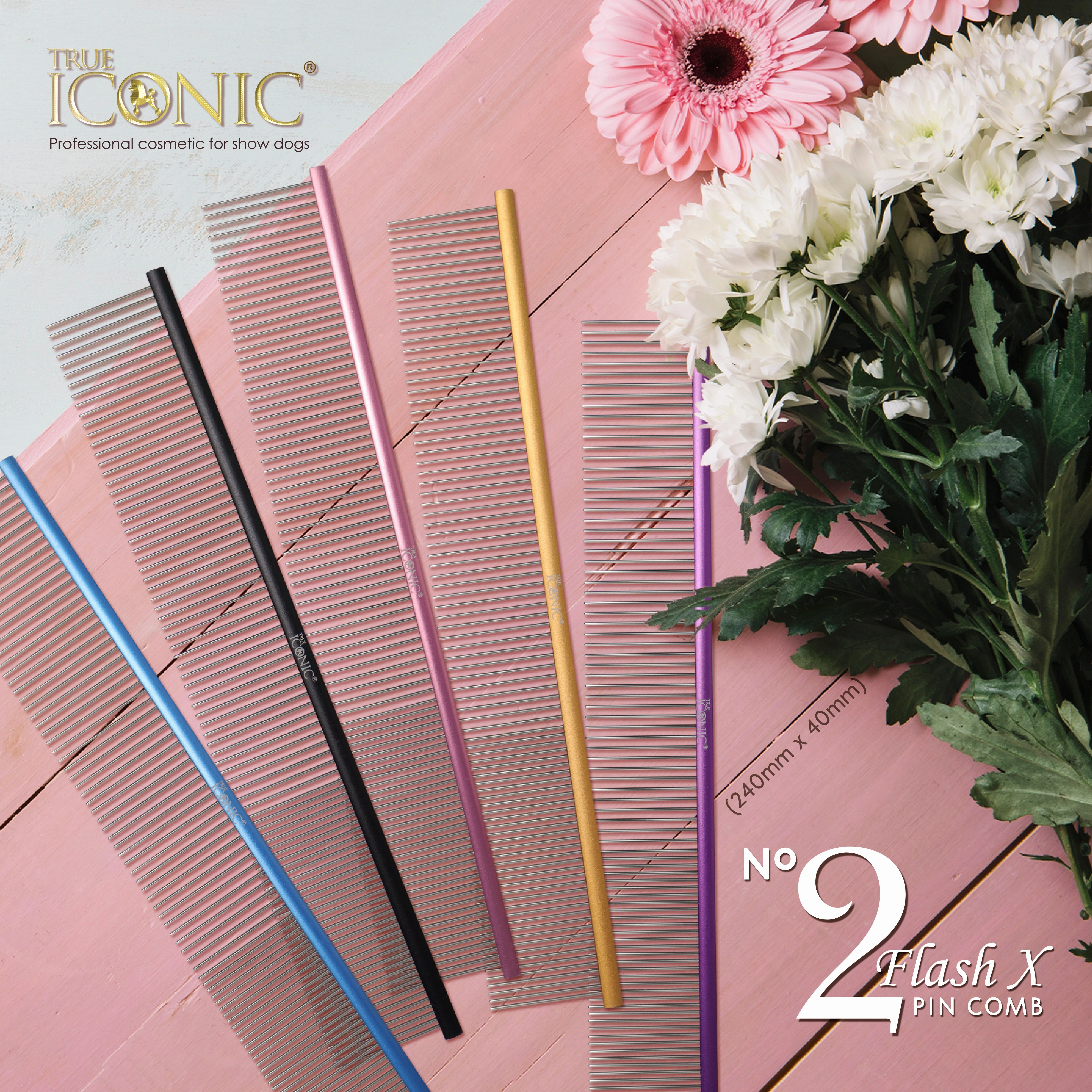 TRUE ICONIC Flash No.2 19cm Pin Comb (Purple)