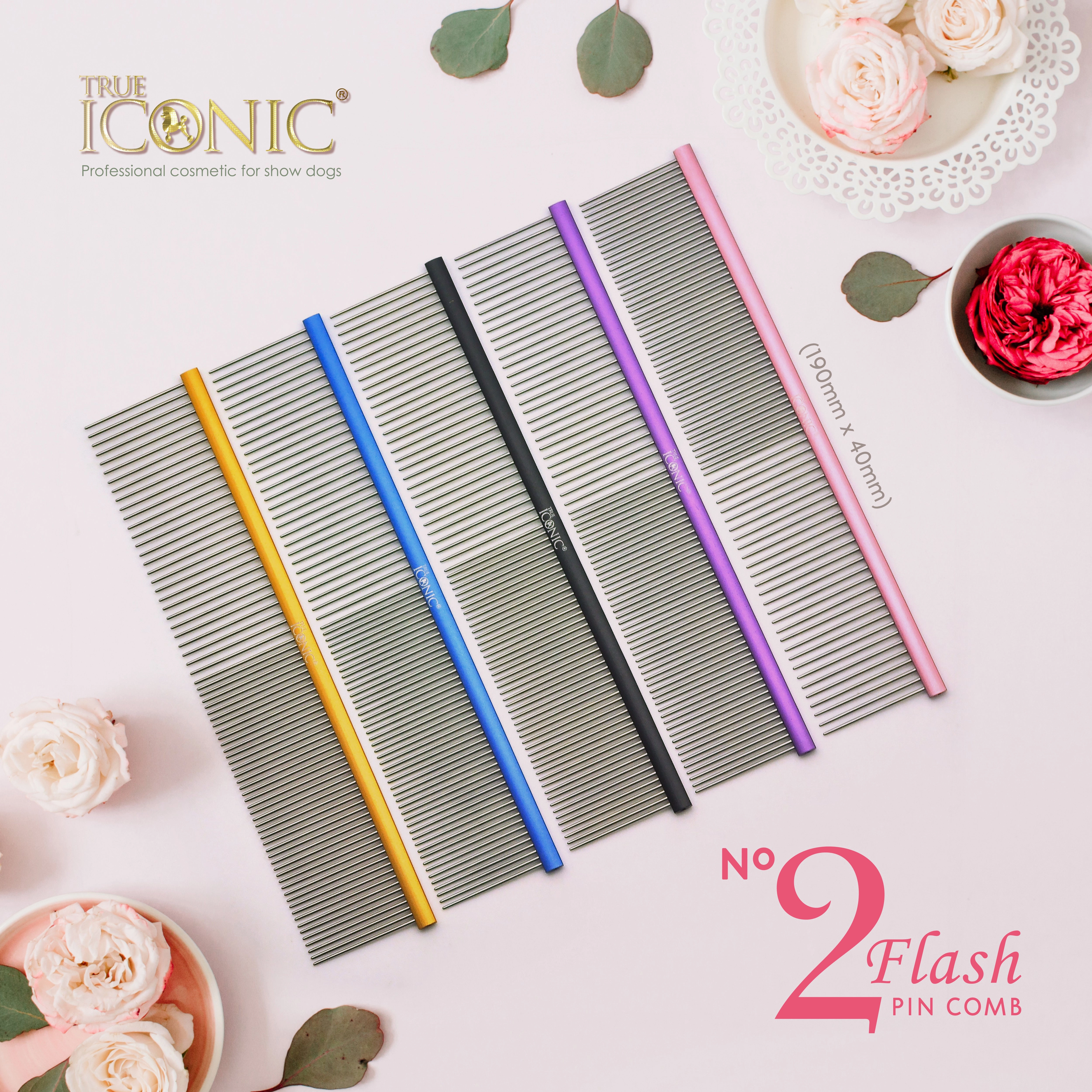 TRUE ICONIC Flash X No.2 24cm Pin Comb (Purple)