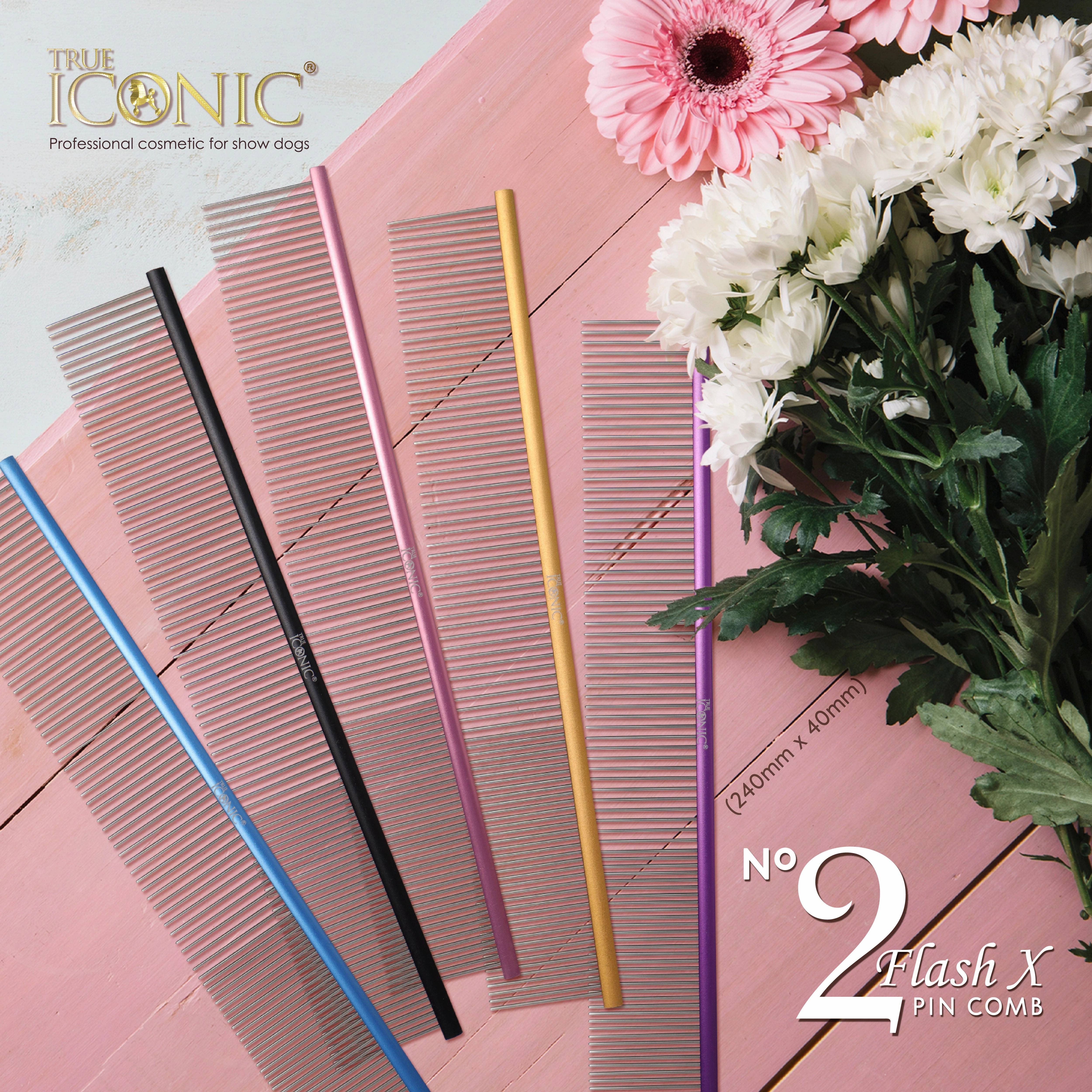 TRUE ICONIC Flash X No.2 24cm Pin Comb (Purple)