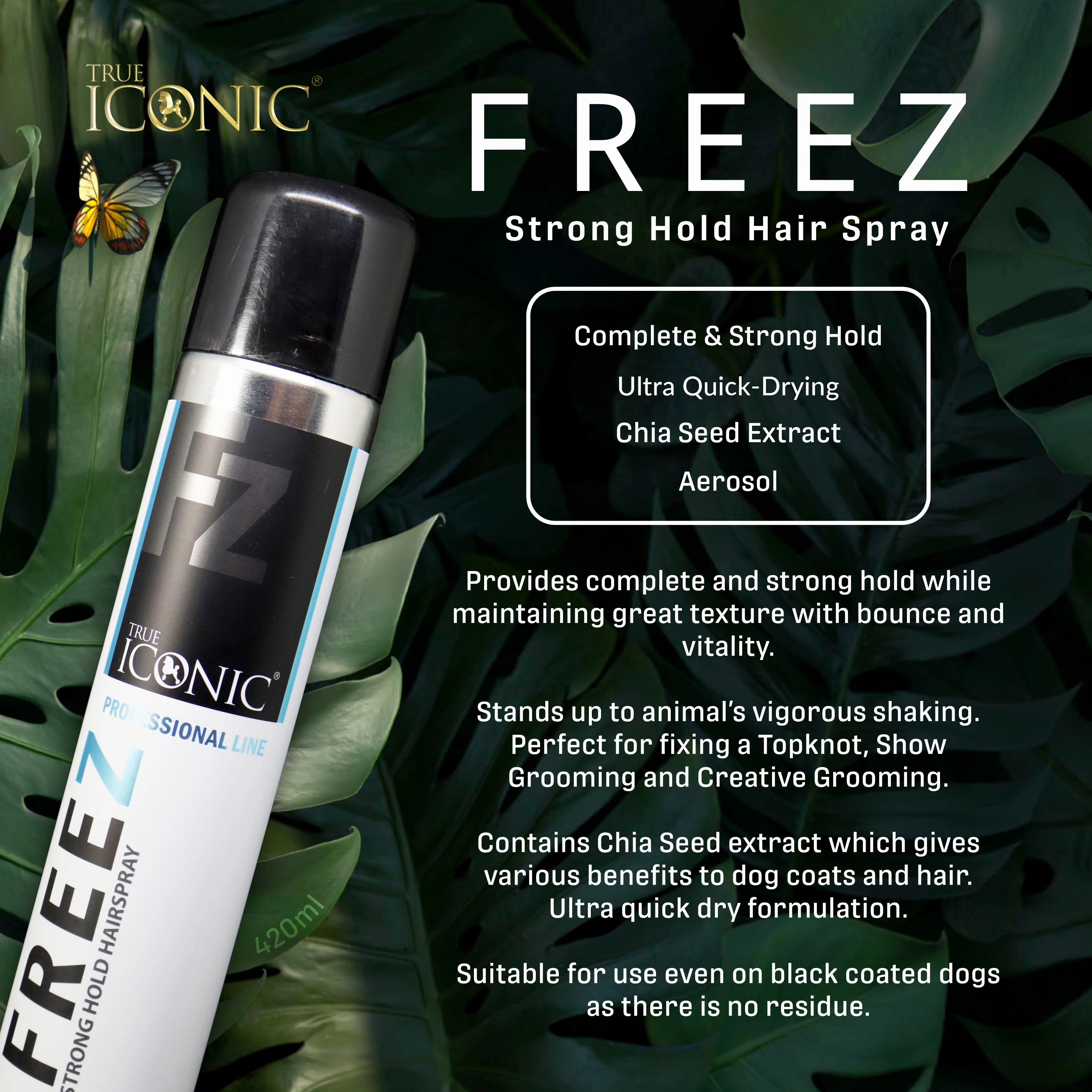 TRUE ICONIC Freez Strong Hold Hair Spray for Dogs