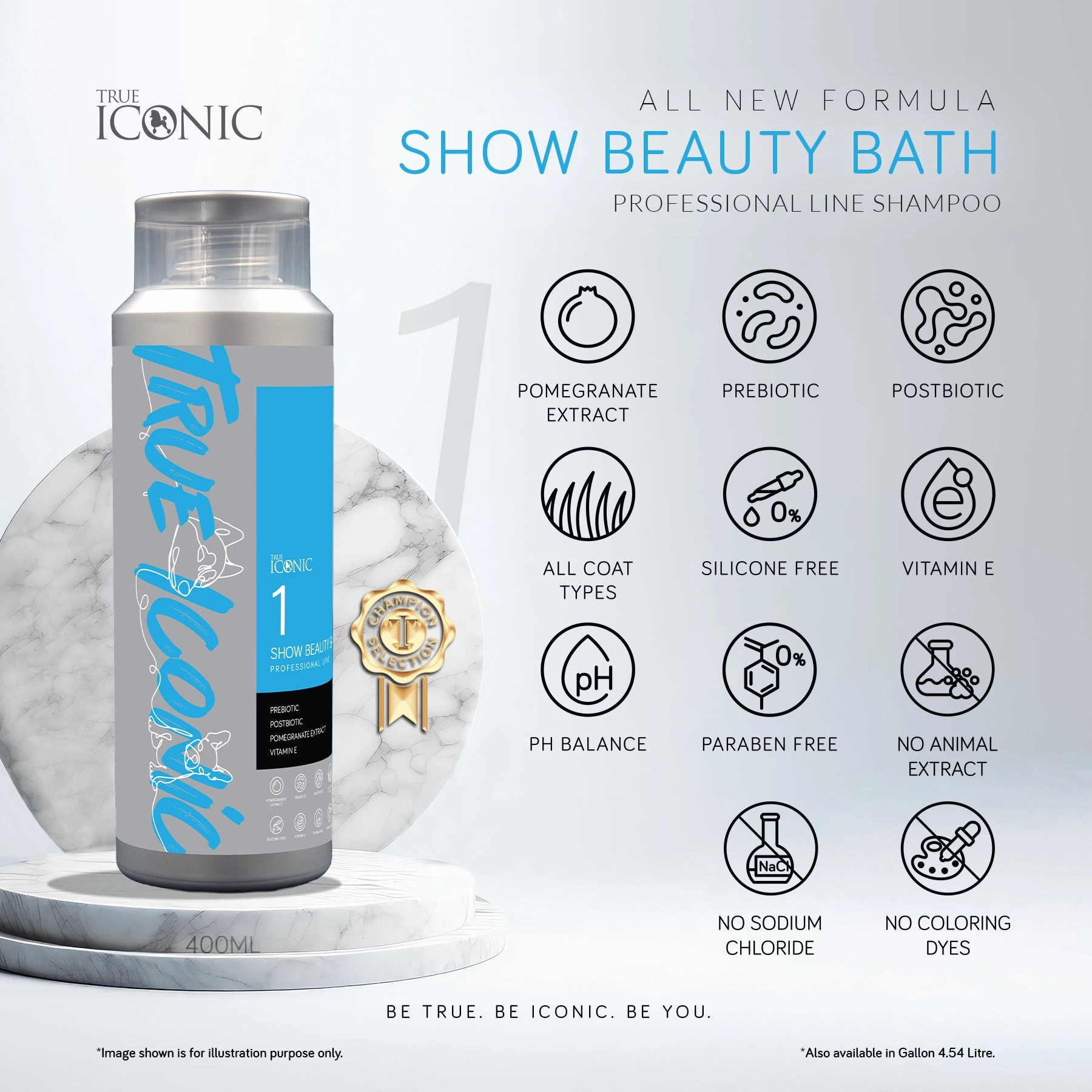 TRUE ICONIC Show Beauty Bath Brightening Shampoo for Dogs