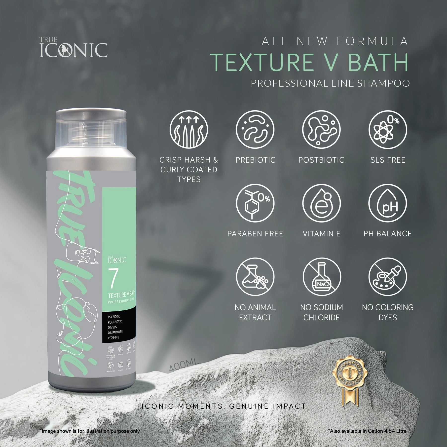 TRUE ICONIC Texture V Bath Ultra Volume & Texture Shampoo for Dogs