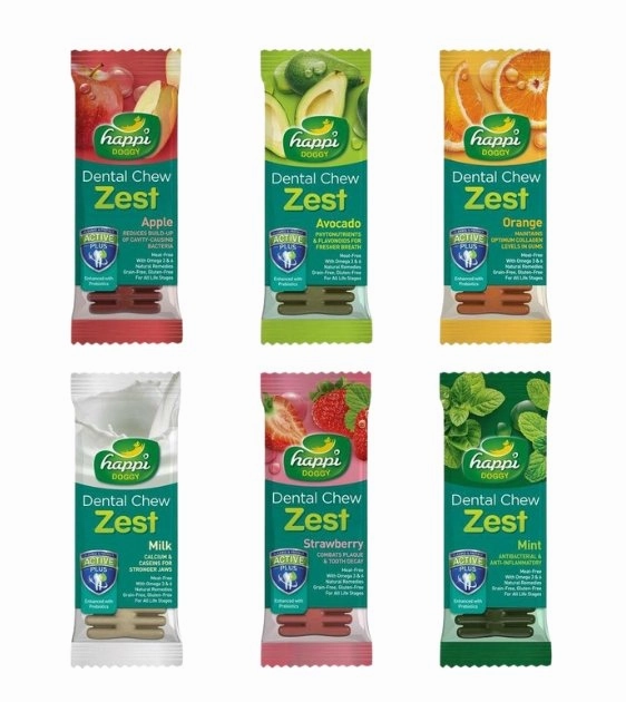 TRY & BUY: Happi Skippi (Happi Doggy) Dental Chew Zest Dog Chew (4 Inch) - Random Flavour dog chews,dog bones
