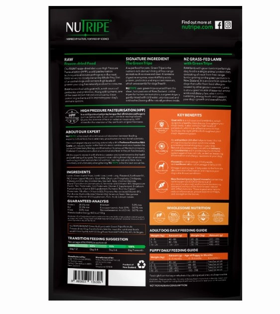 TRY & BUY: Nutripe Raw Freeze Dried Dog Food (NZ Grass-Fed Lamb with Green Tripe)