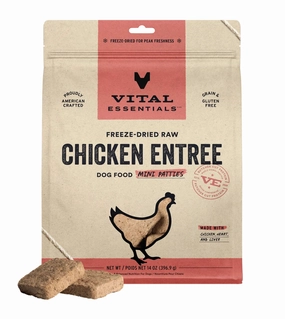 TRY & BUY: Vital Essentials Freeze Dried Raw MINI PATTIES Dog Food (Chicken) freeze-dried dog food,lightweight pet food