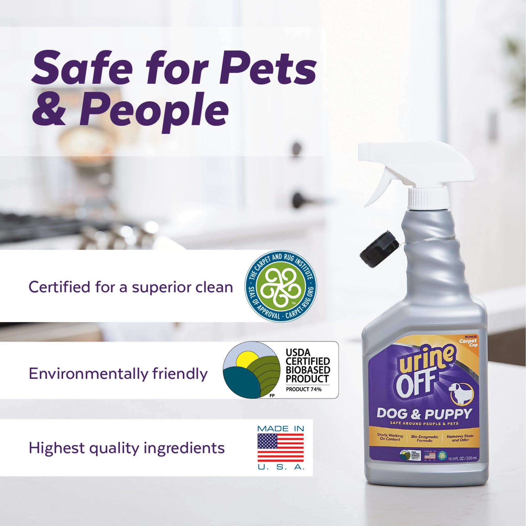 Urine Off Bio-Enzymatic Stain & Odor Remover Spray For Dogs & Puppies