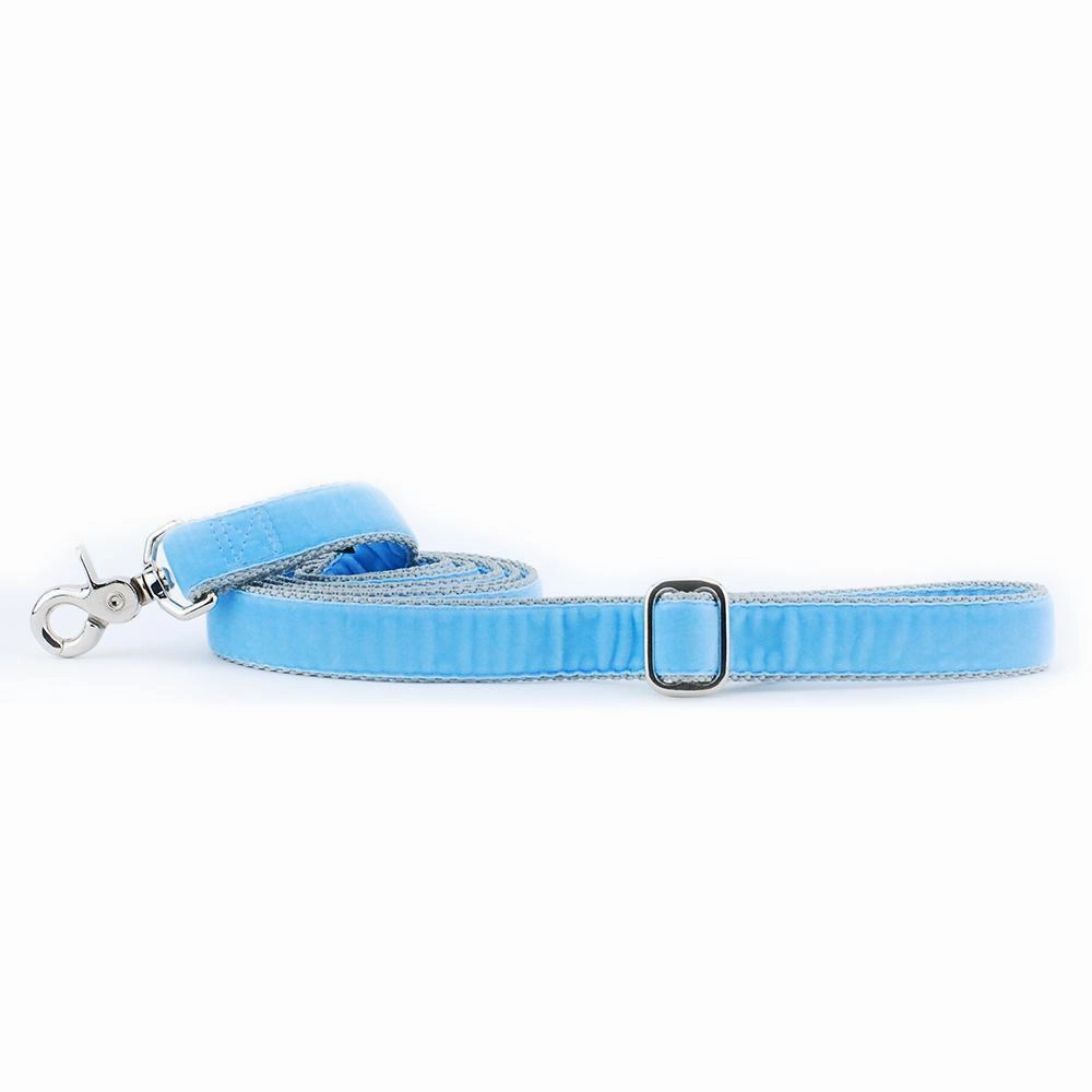 Velvet Dog Leash Light Blue