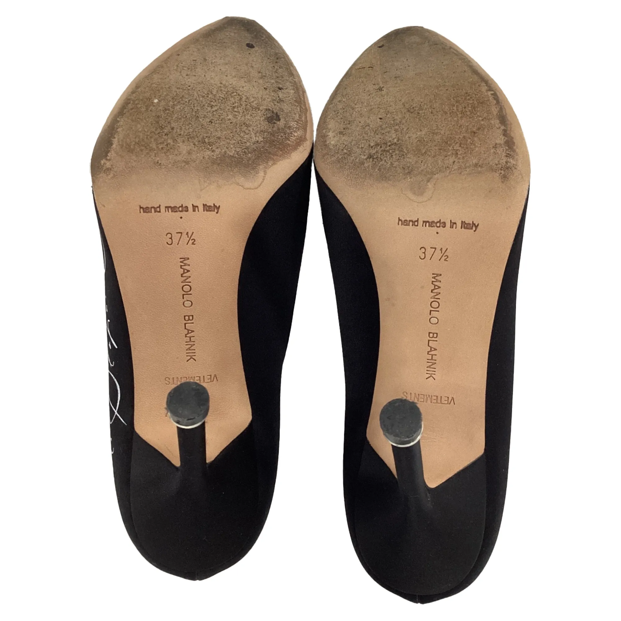 Vetements x Manolo Blahnik Signed Pointed Pumps in Black Satin Shoes_Manolo-Blahnik