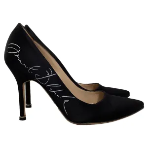 Vetements x Manolo Blahnik Signed Pointed Pumps in Black Satin Shoes_Manolo-Blahnik