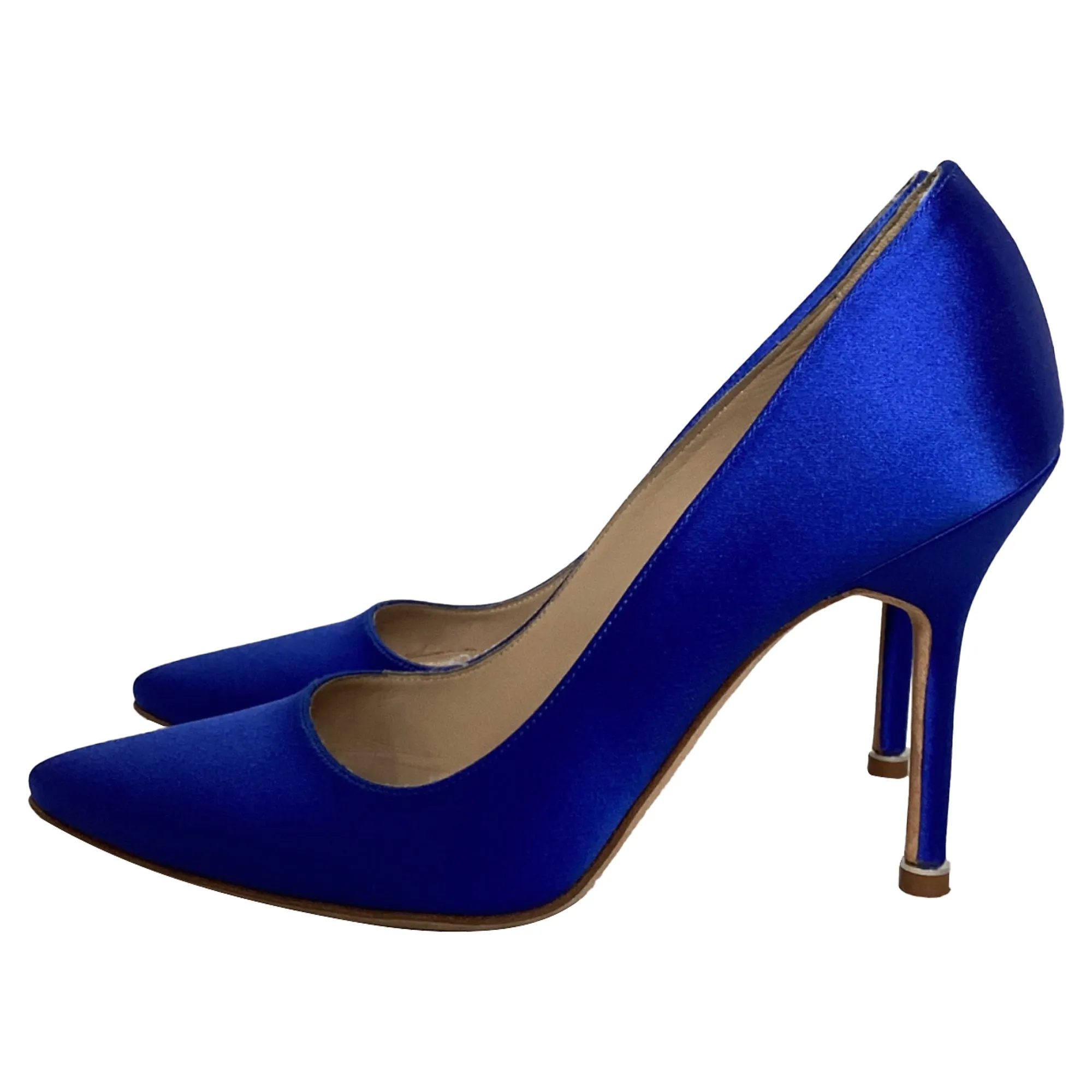 Vetements x Manolo Blahnik Signed Pointed Pumps in Blue Satin Shoes_Manolo-Blahnik