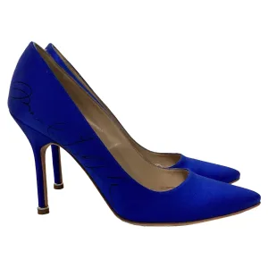 Vetements x Manolo Blahnik Signed Pointed Pumps in Blue Satin Shoes_Manolo-Blahnik