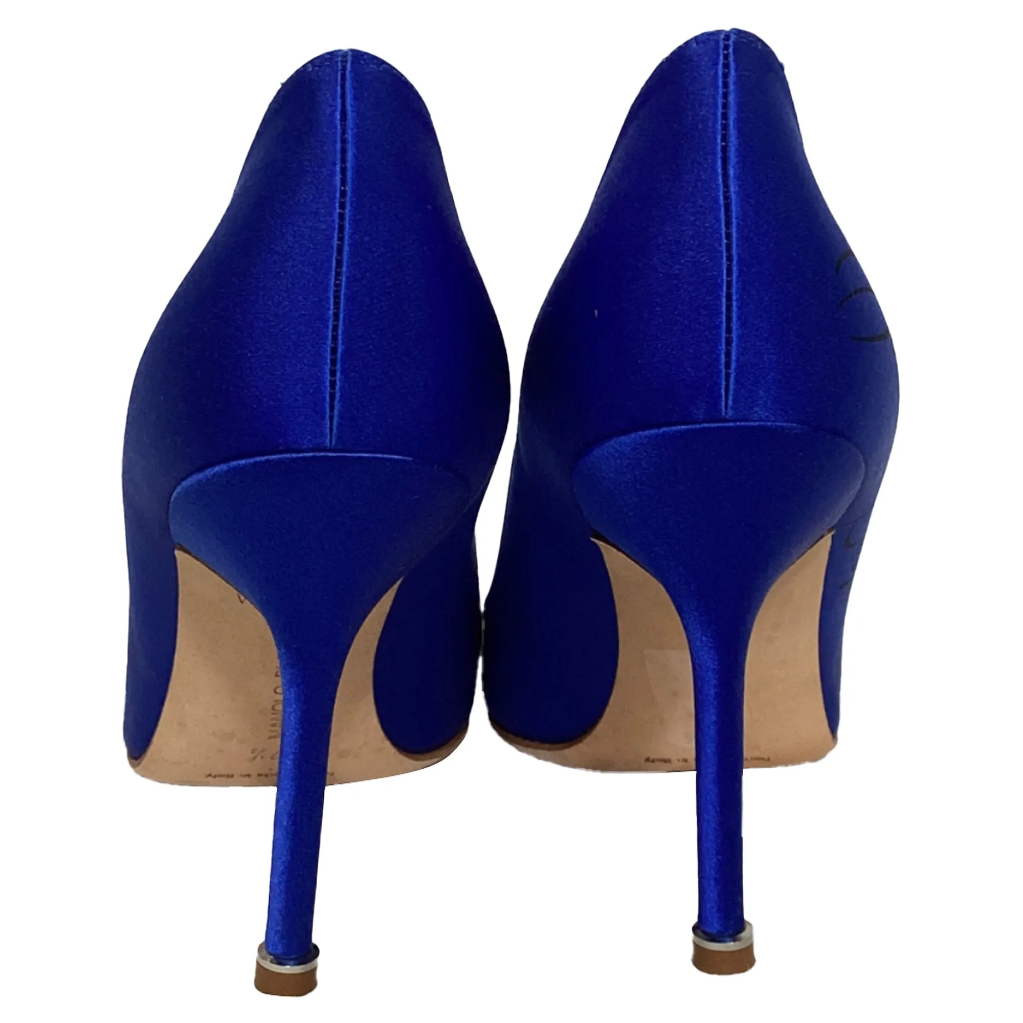 Vetements x Manolo Blahnik Signed Pointed Pumps in Blue Satin Shoes_Manolo-Blahnik