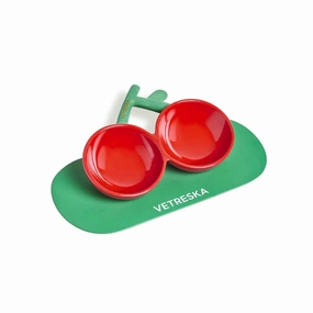 Vetreska - Cherry Ceramic Pet Bowl dog supplements,home vitamins