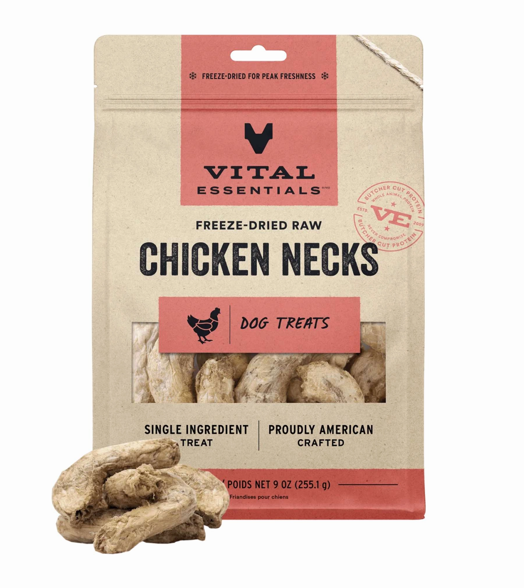 Vital Essentials Freeze Dried Raw Dog Treats (Chicken Neck) freeze-dried dog food,lightweight pet food
