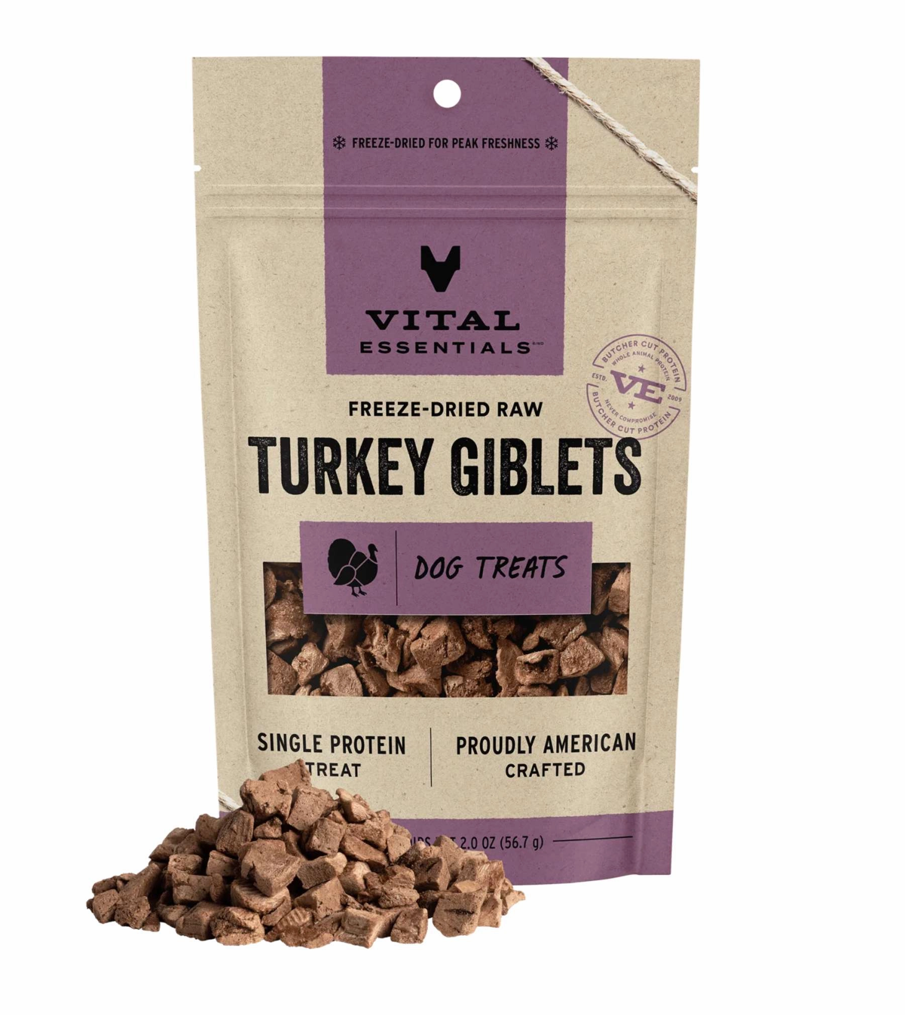 Vital Essentials Freeze Dried Raw Dog Treats (Turkey Giblets) freeze-dried dog food,lightweight pet food