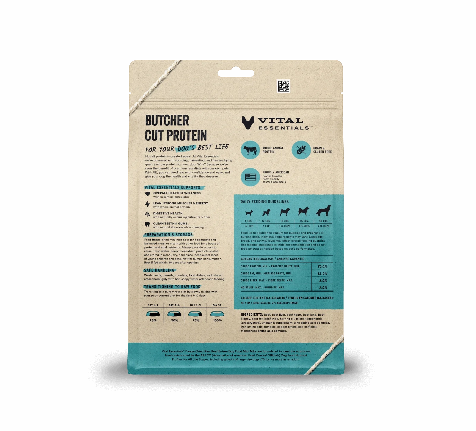 Vital Essentials Freeze Dried Raw MINI NIBS Dog Food (Beef)