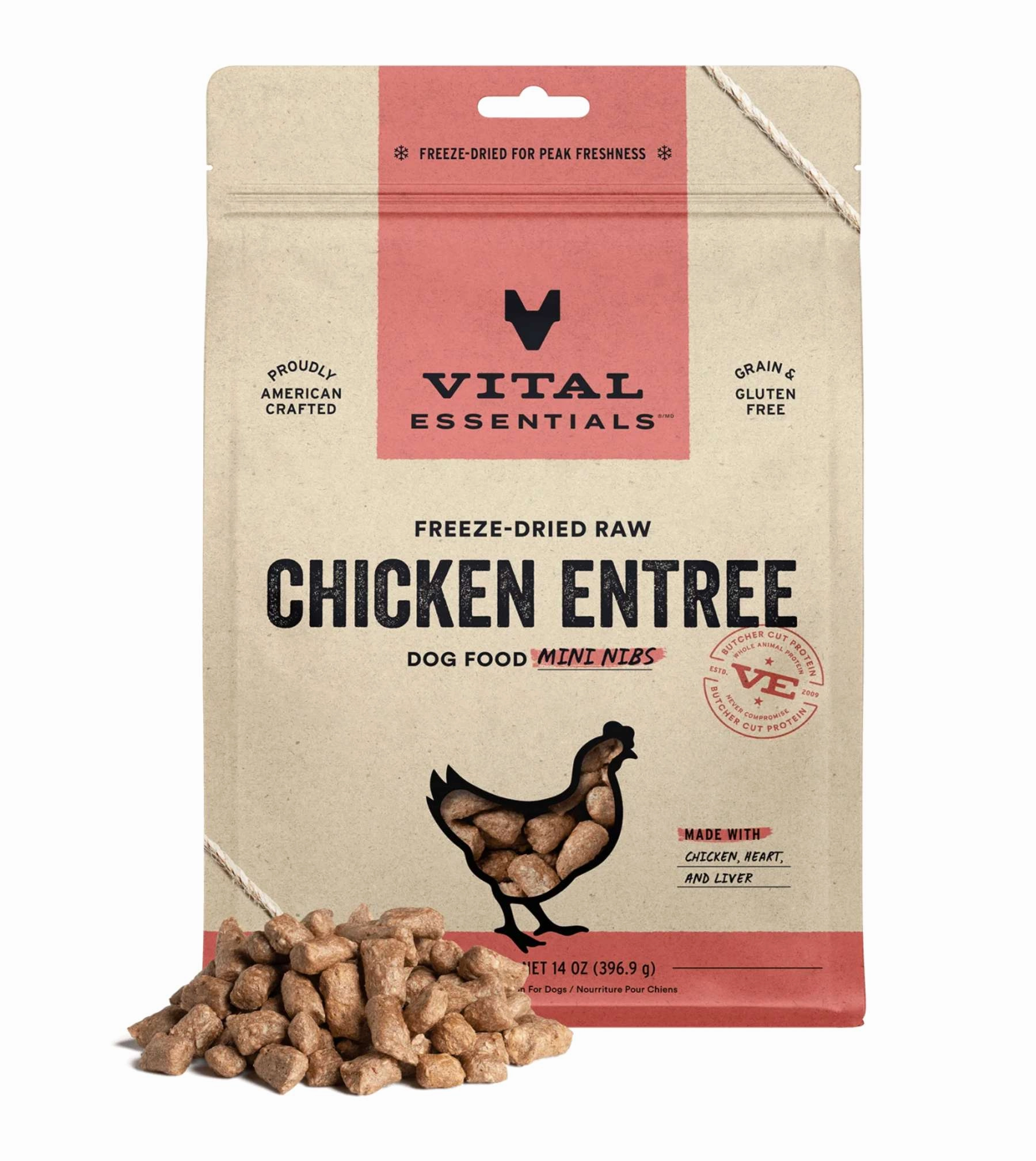 Vital Essentials Freeze Dried Raw MINI NIBS Dog Food (Chicken) freeze-dried dog food,lightweight pet food