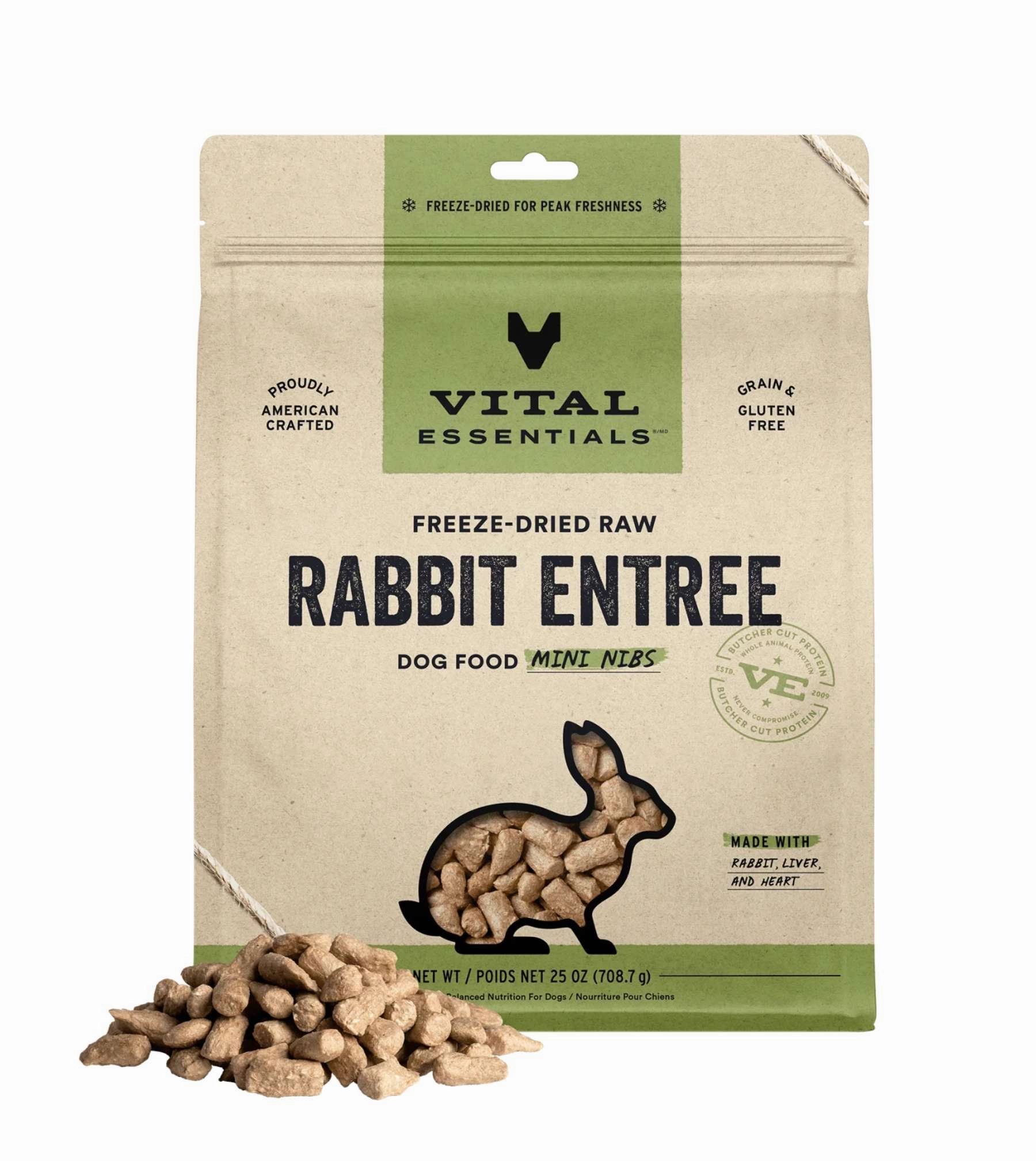 Vital Essentials Freeze Dried Raw MINI NIBS Dog Food (Rabbit) freeze-dried dog food,lightweight pet food