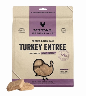 Vital Essentials Freeze Dried Raw MINI PATTIES Dog Food (Turkey) freeze-dried dog food,lightweight pet food