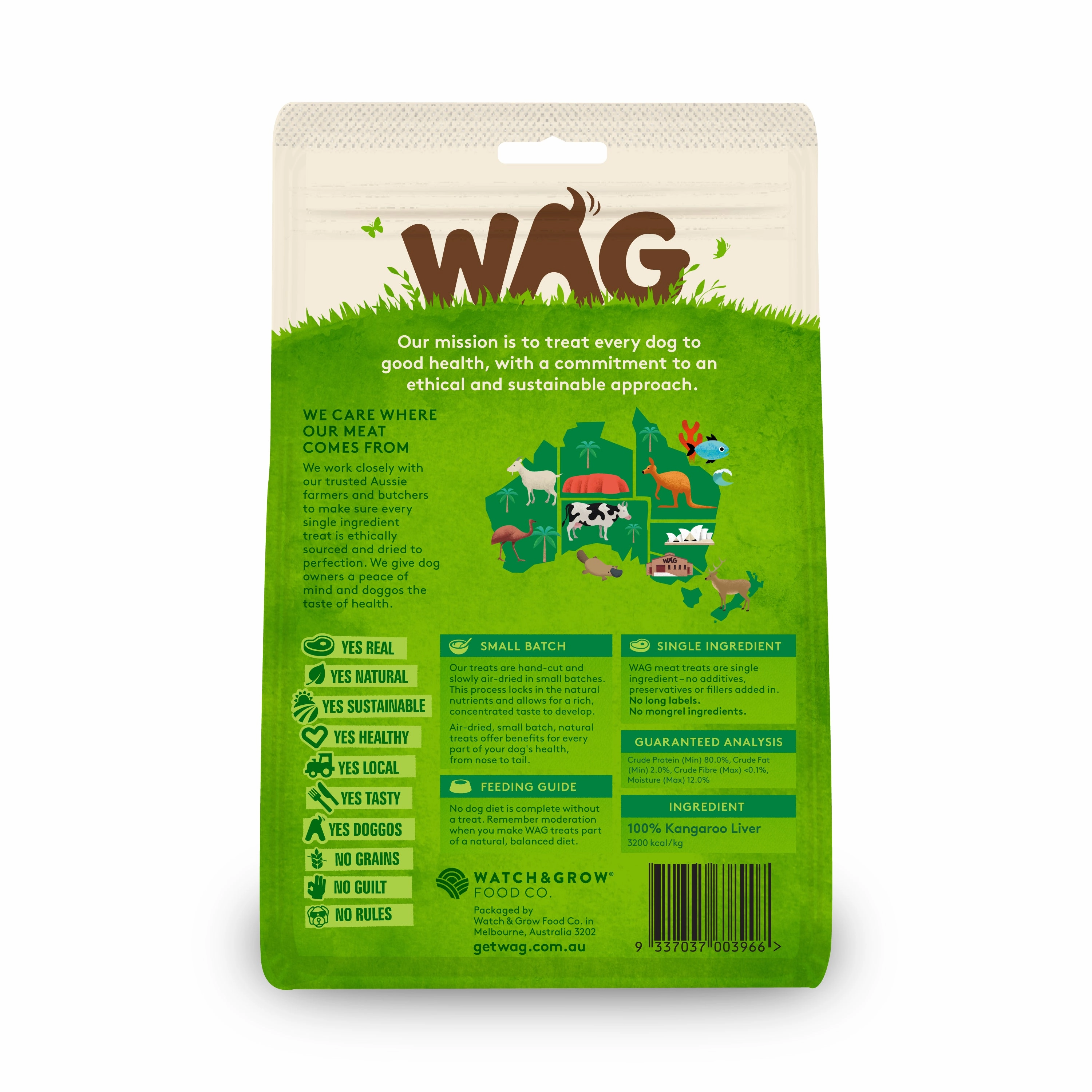WAG - Kangaroo Liver Dog Treat (200g)