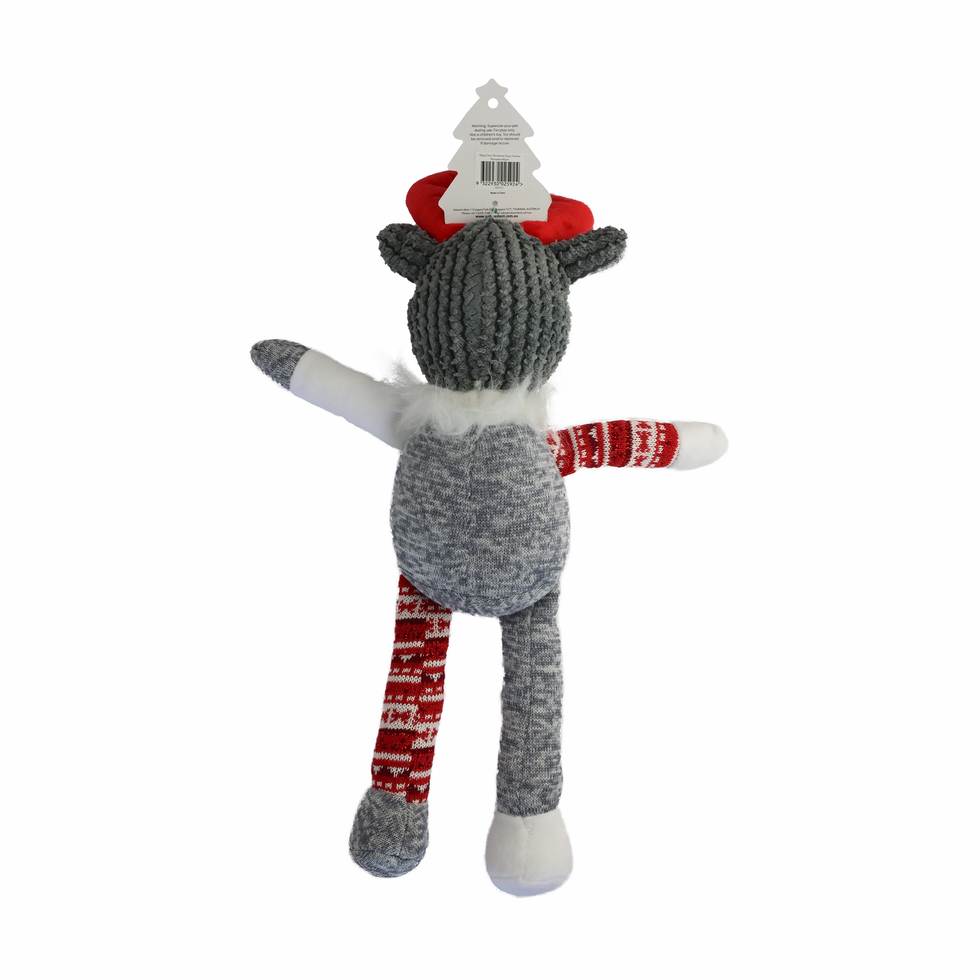 WagTime - Christmas Grey Festive Reindeer (46cm)