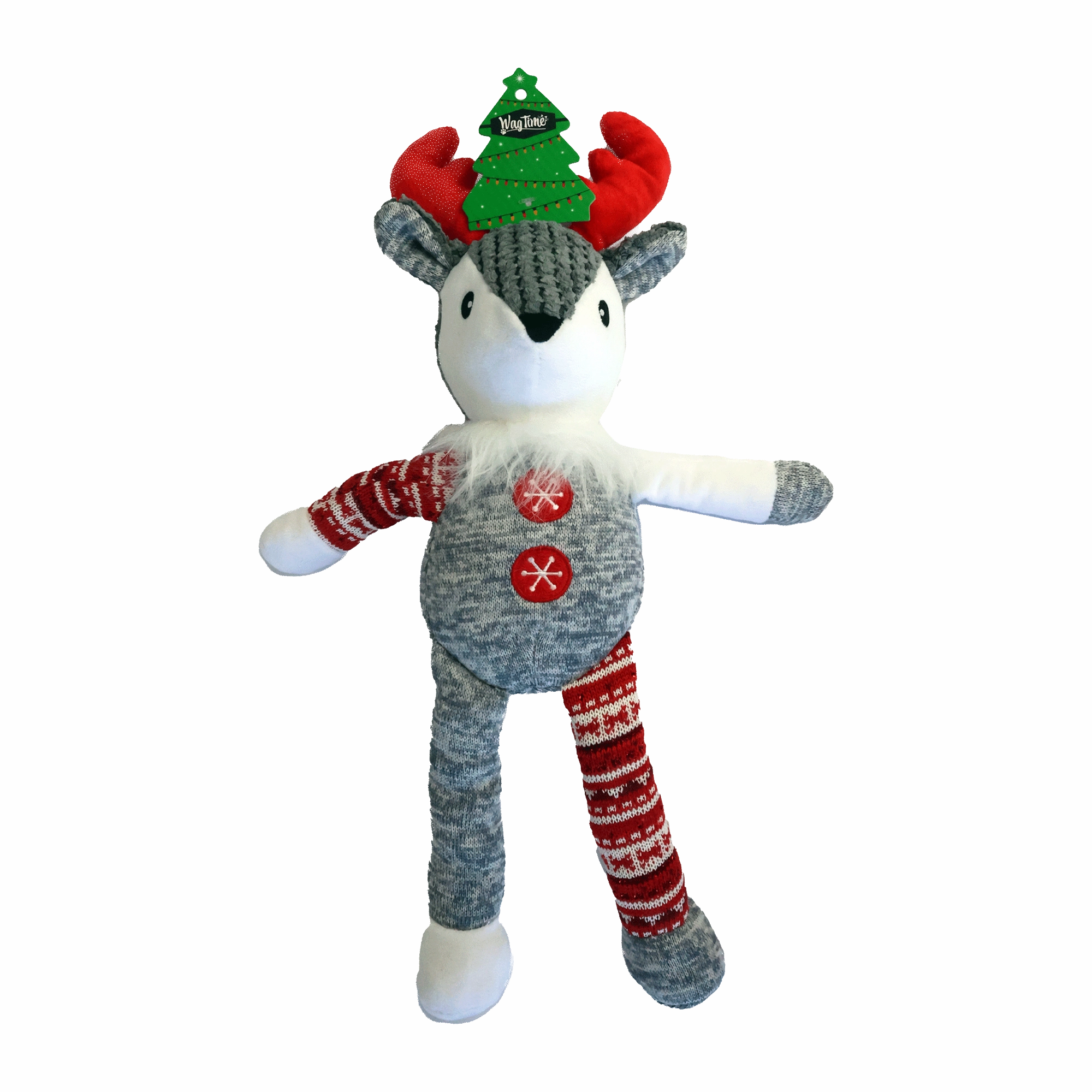 WagTime - Christmas Grey Festive Reindeer (46cm)