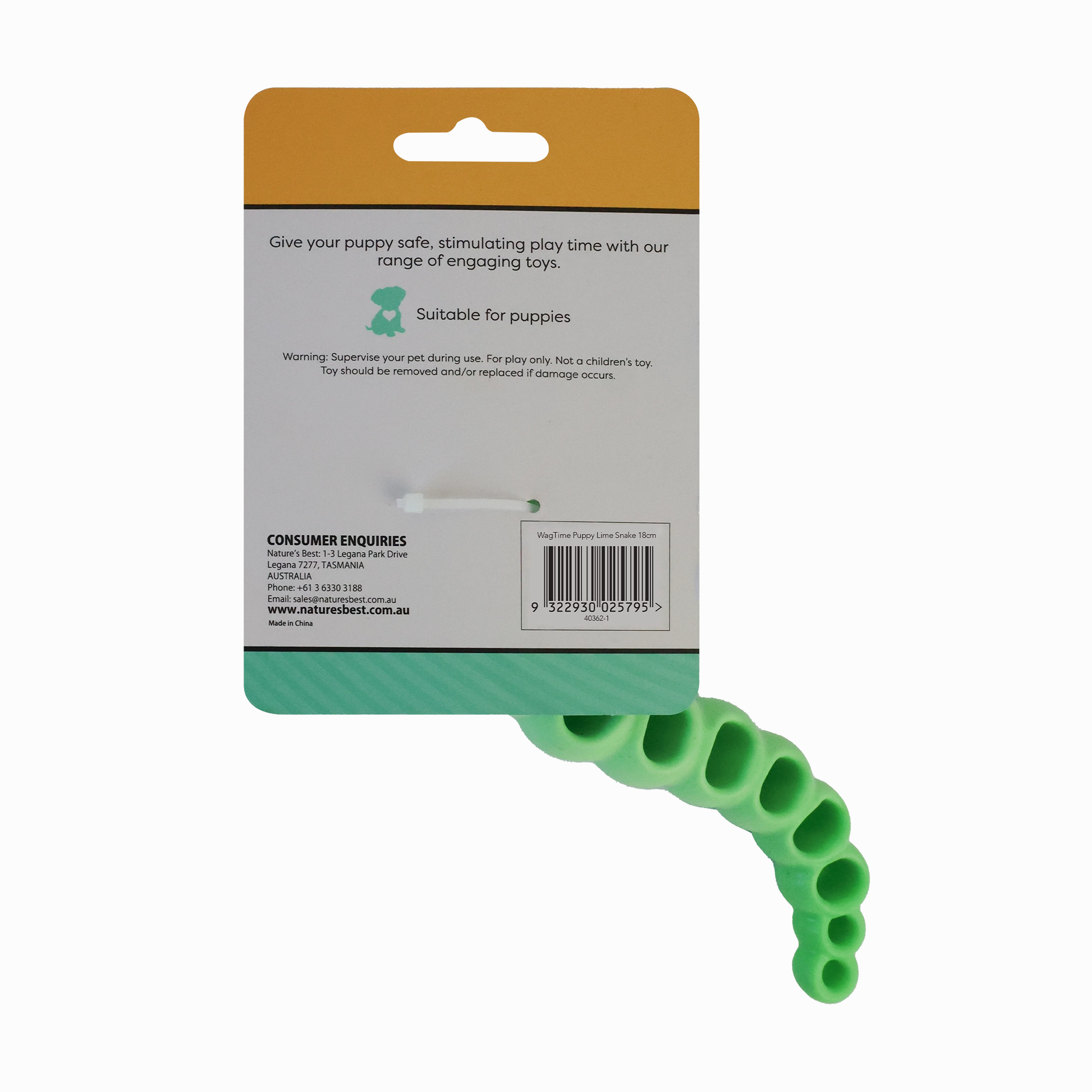 WagTime - Puppy Lime Snake (18cm)