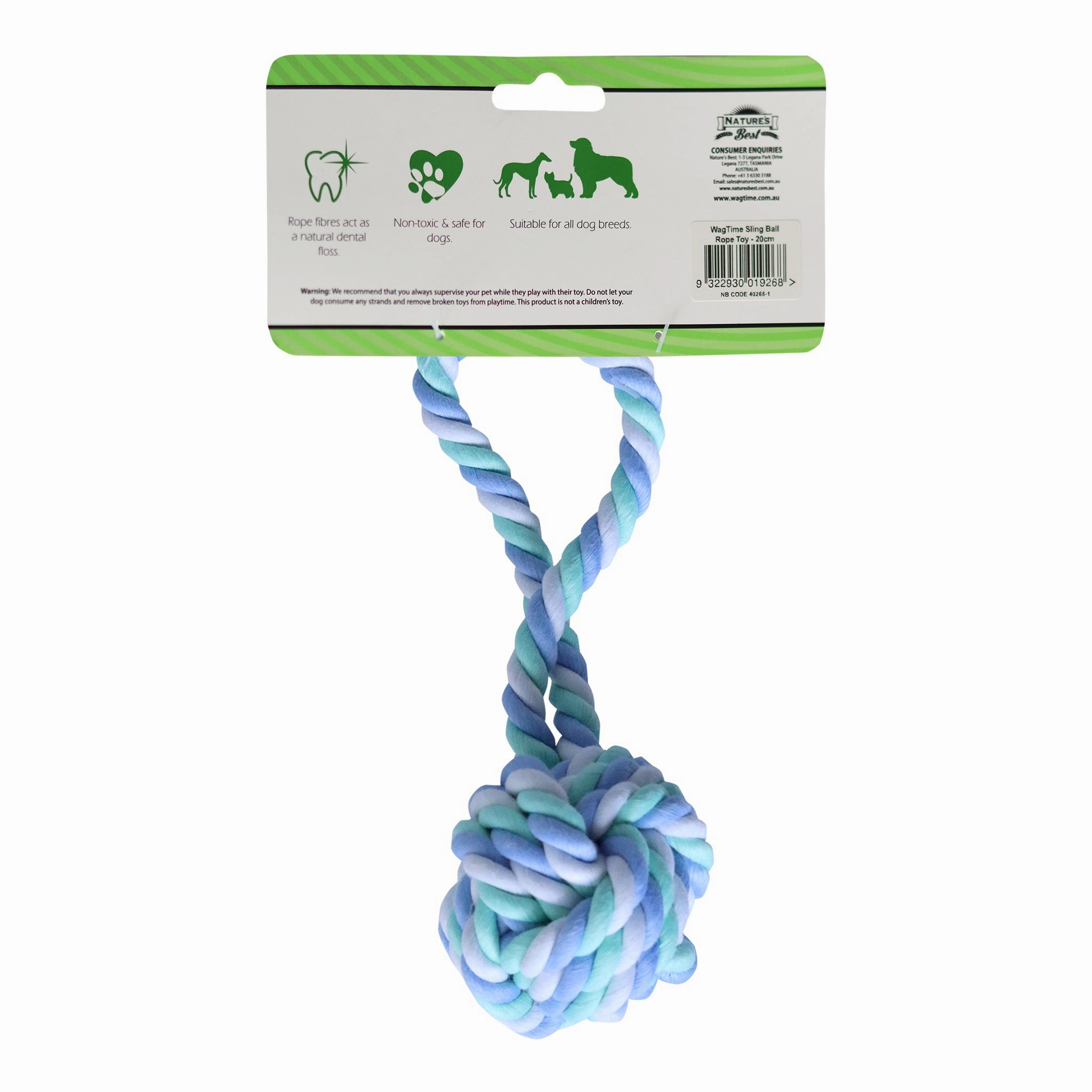 WagTime - Sling Ball Rope Toy (20cm)