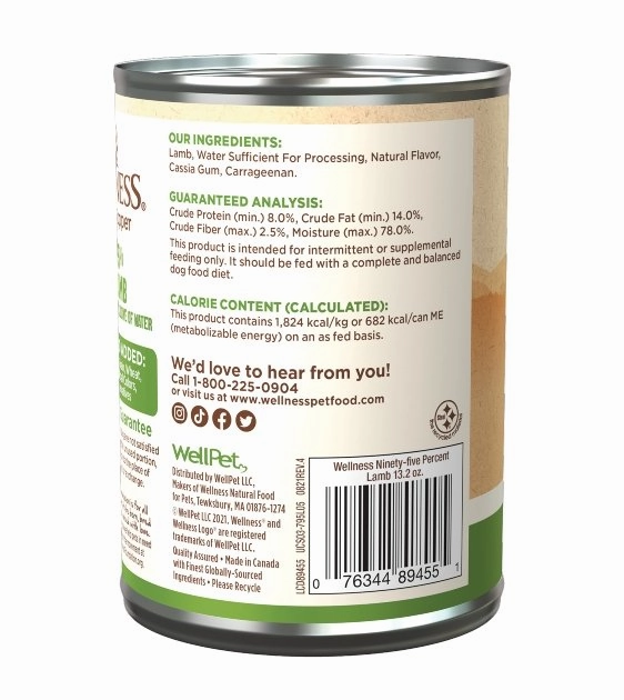Wellness 95% Grain Free Lamb Mixer & Topper Wet Dog Food
