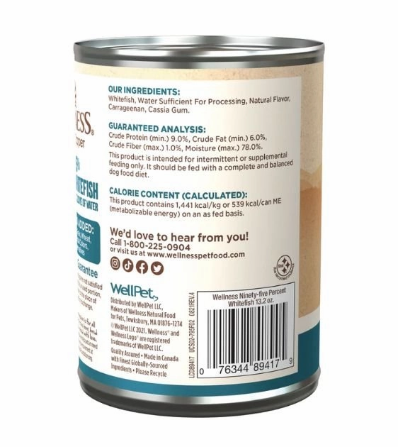 Wellness 95% Grain Free Whitefish Mixer & Topper Wet Dog Food