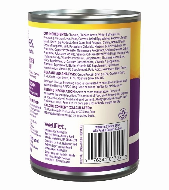 Wellness Complete Health Grain-Free Chicken Stew with Peas & Carrots in Savory Gravy Wet Dog Food