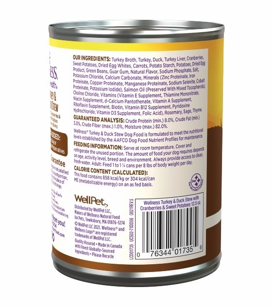 Wellness Complete Health Grain-Free Turkey & Duck Stew with Cranberries & Sweet Potatoes in Savory Gravy Wet Dog Food