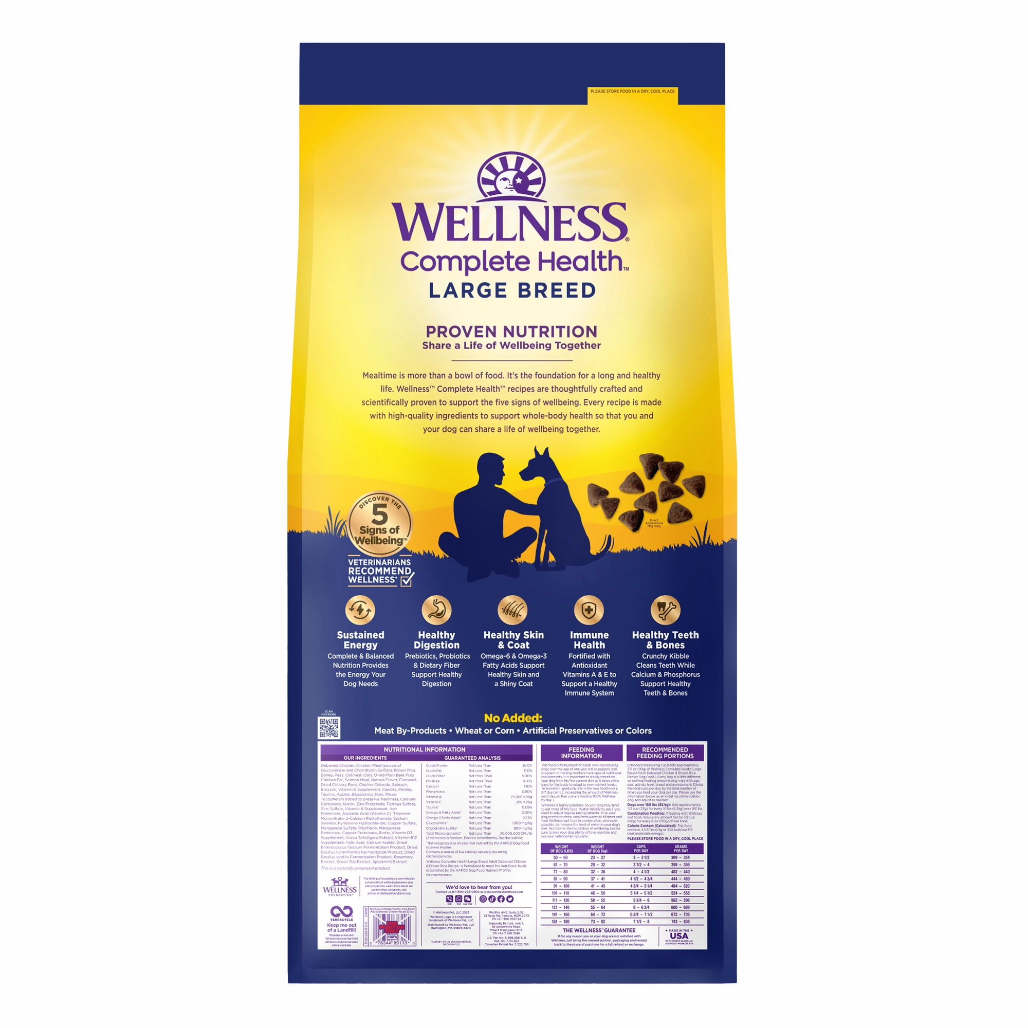 Wellness Complete Health Large Breed Wholesome Grains Adult Dry Dog Food (Deboned Chicken & Brown Rice Recipe)