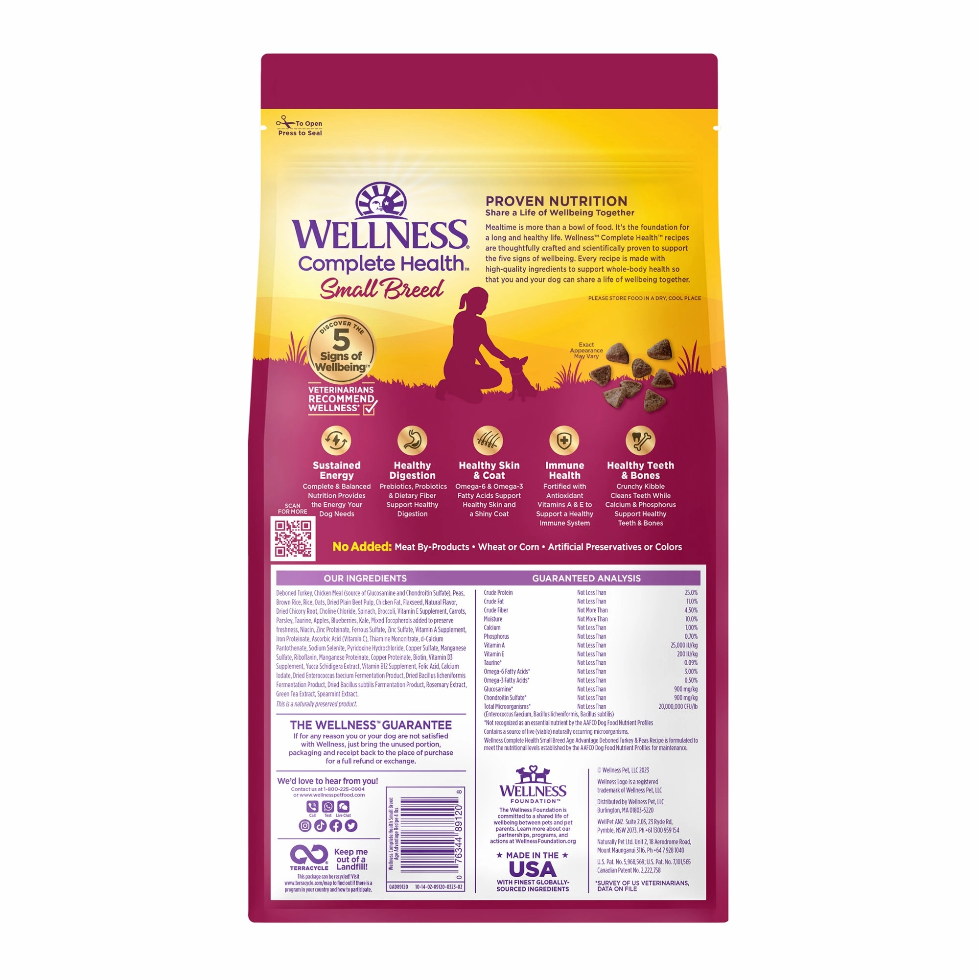 Wellness Complete Health Small Breed Age Advantage Adult 7  Wholesome Grains Senior Dry Dog Food (Deboned Turkey & Peas Recipe)