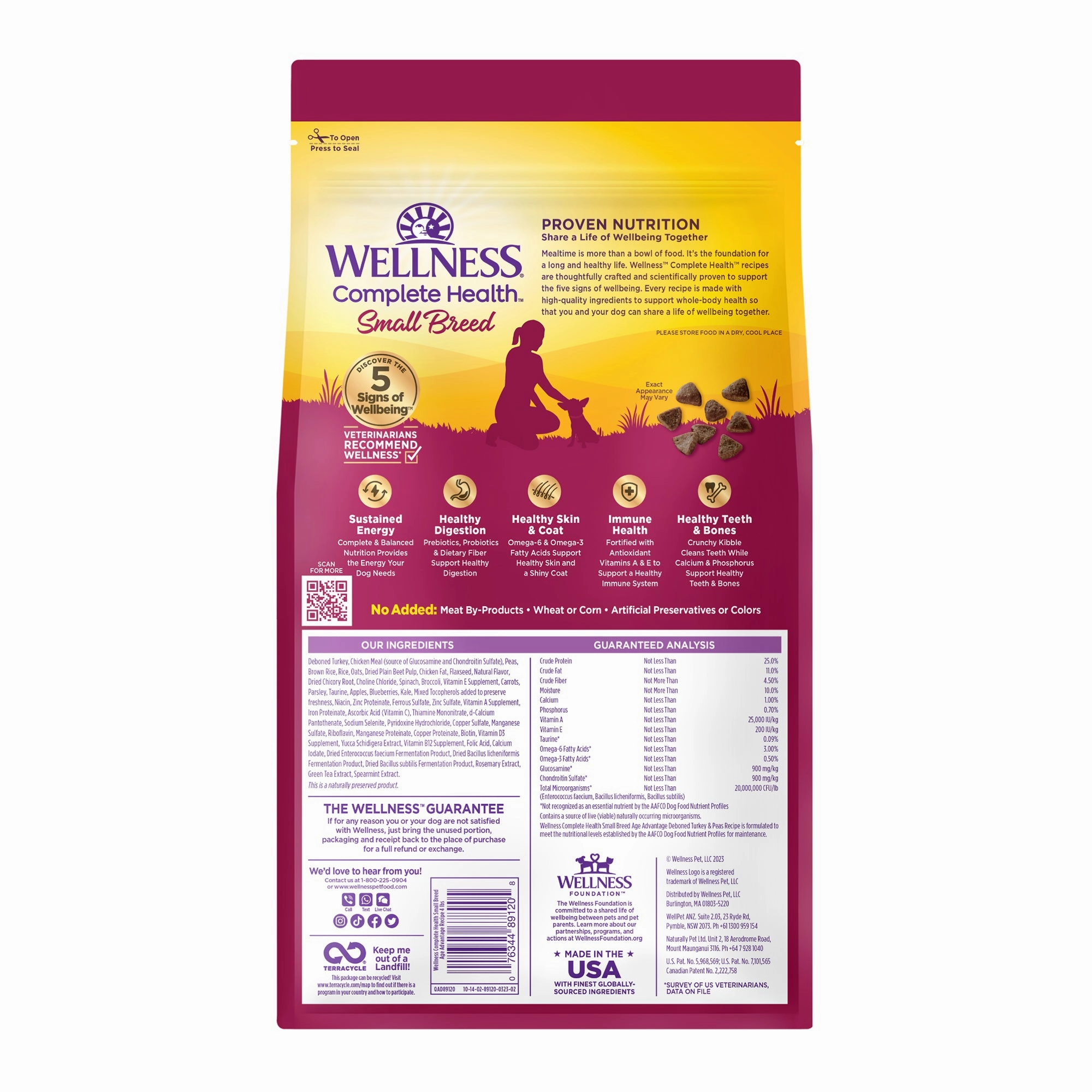 Wellness Complete Health Small Breed Age Advantage Adult 7  Wholesome Grains Senior Dry Dog Food (Deboned Turkey & Peas Recipe)