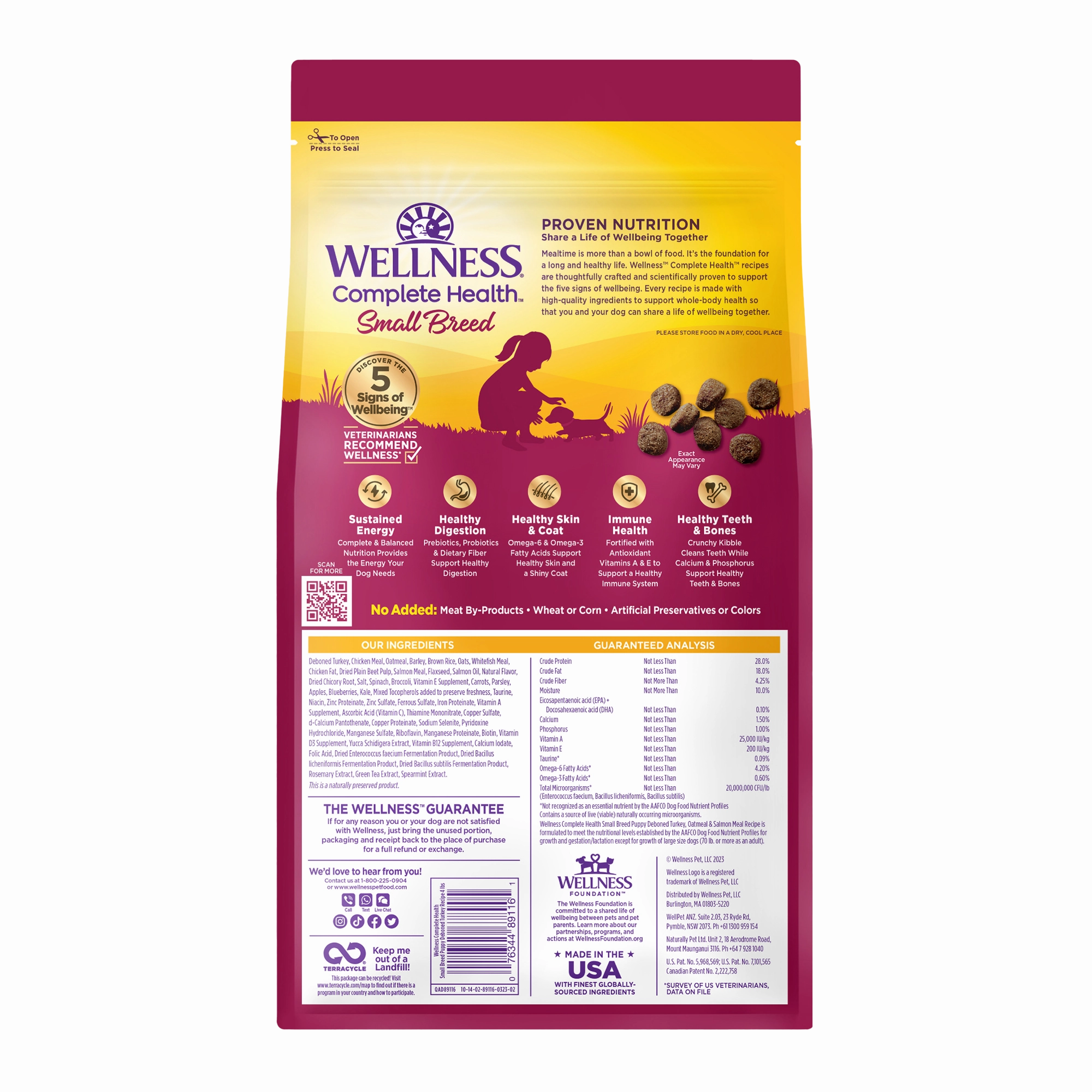 Wellness Complete Health Small Breed Puppy (Deboned Turkey, Oatmeal & Salmon Meal) Dog Food