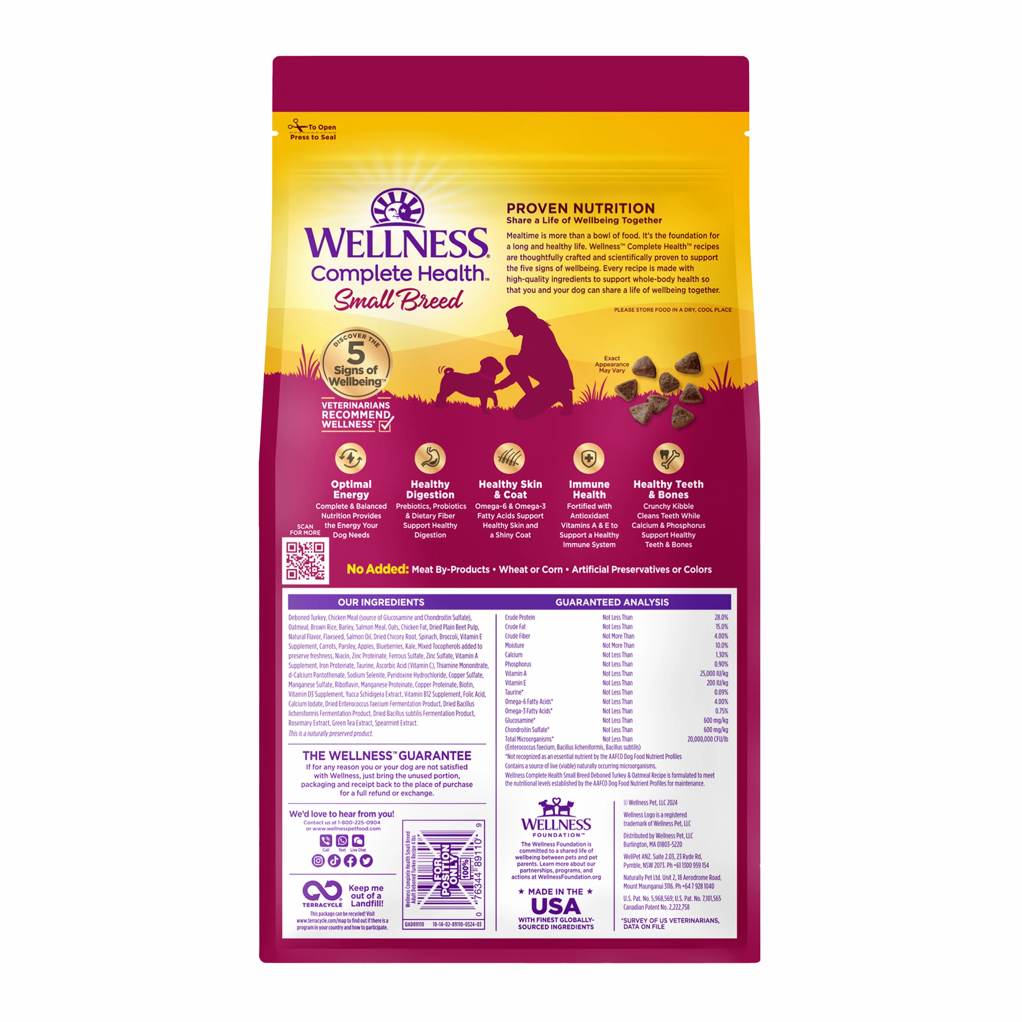 Wellness Complete Health Small Breed Wholesome Grains Adult Dry Dog Food (Deboned Turkey & Oatmeal Recipe)