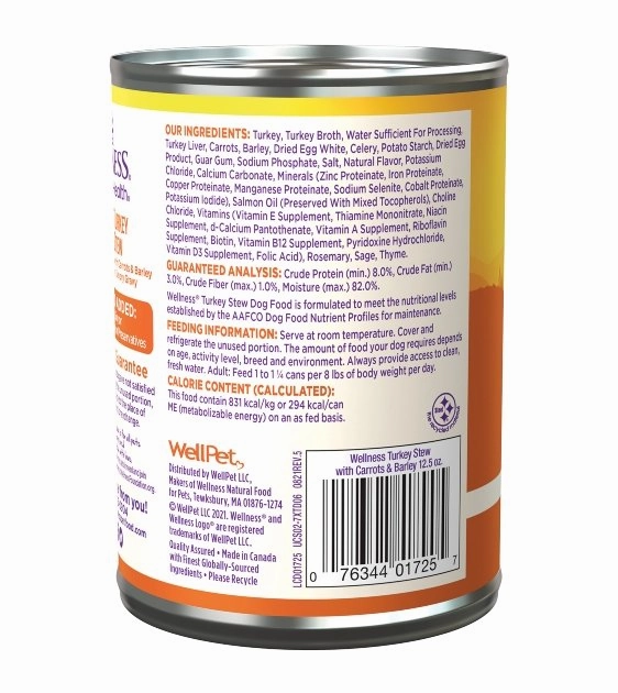 Wellness Complete Health Turkey Stew with Carrots & Barley in Savory Gravy Wet Dog Food