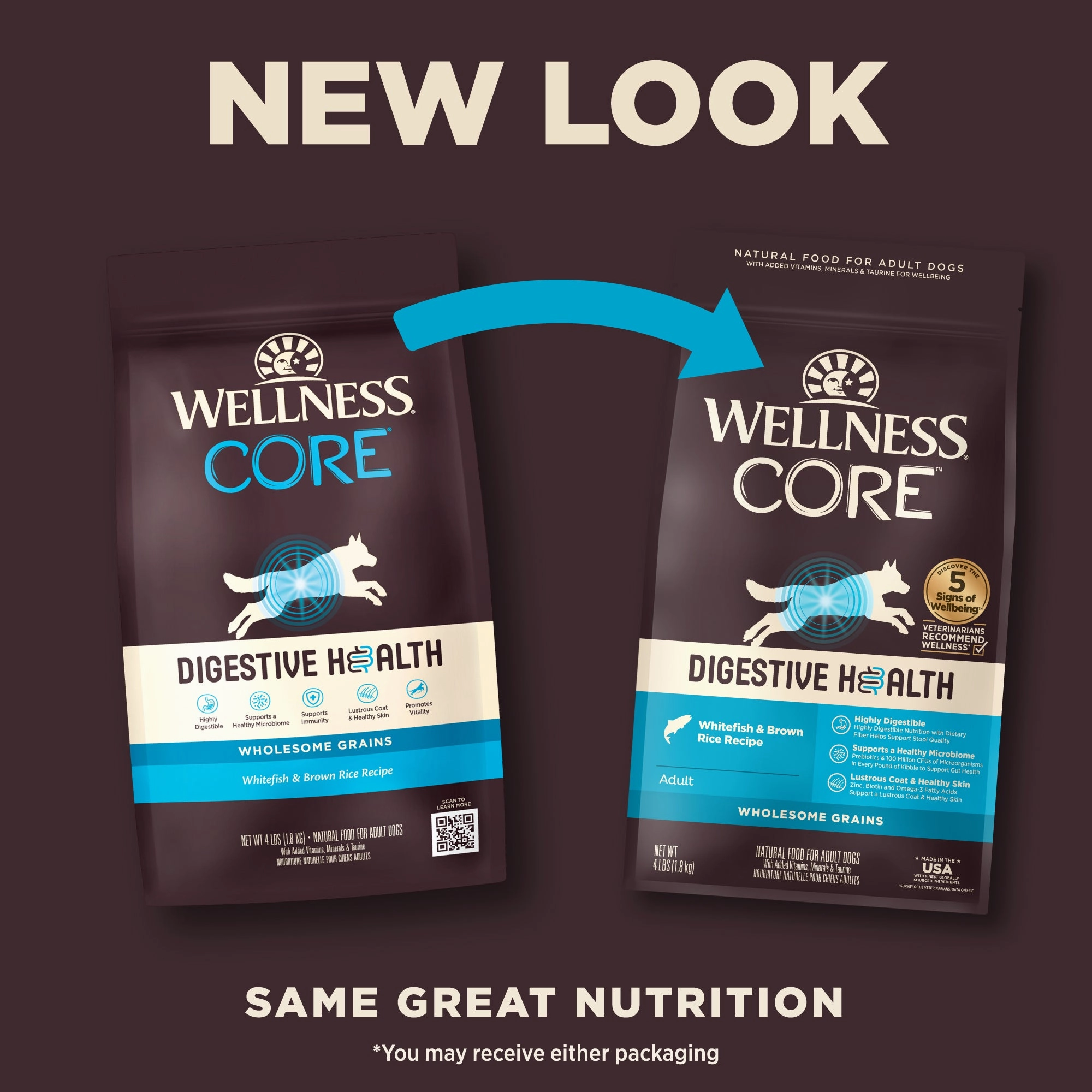 Wellness CORE Digestive Health Wholesome Grains Adult Dry Dog Food (Whitefish & Brown Rice Recipe)