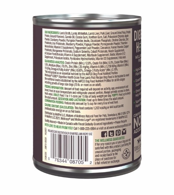 Wellness Core Grain Free Digestive Health Lamb Wet Dog Food