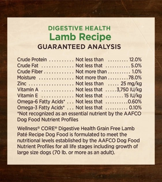 Wellness Core Grain Free Digestive Health Lamb Wet Dog Food