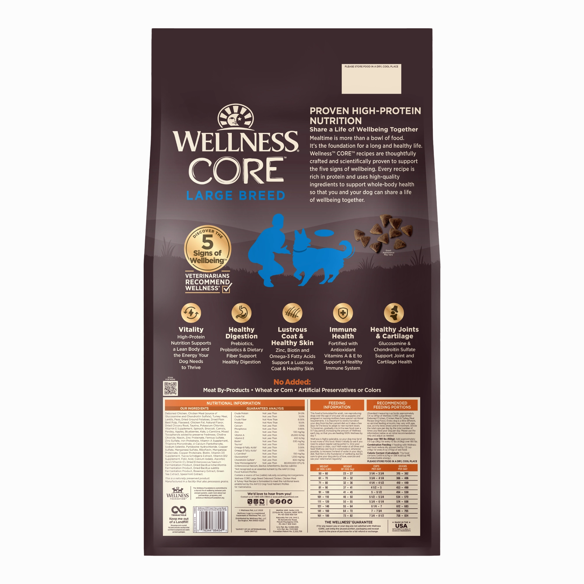 Wellness CORE Large Breed Grain Free Original Dry Dog Food (Deboned Chicken, Chicken Meal & Turkey Meal Recipe)