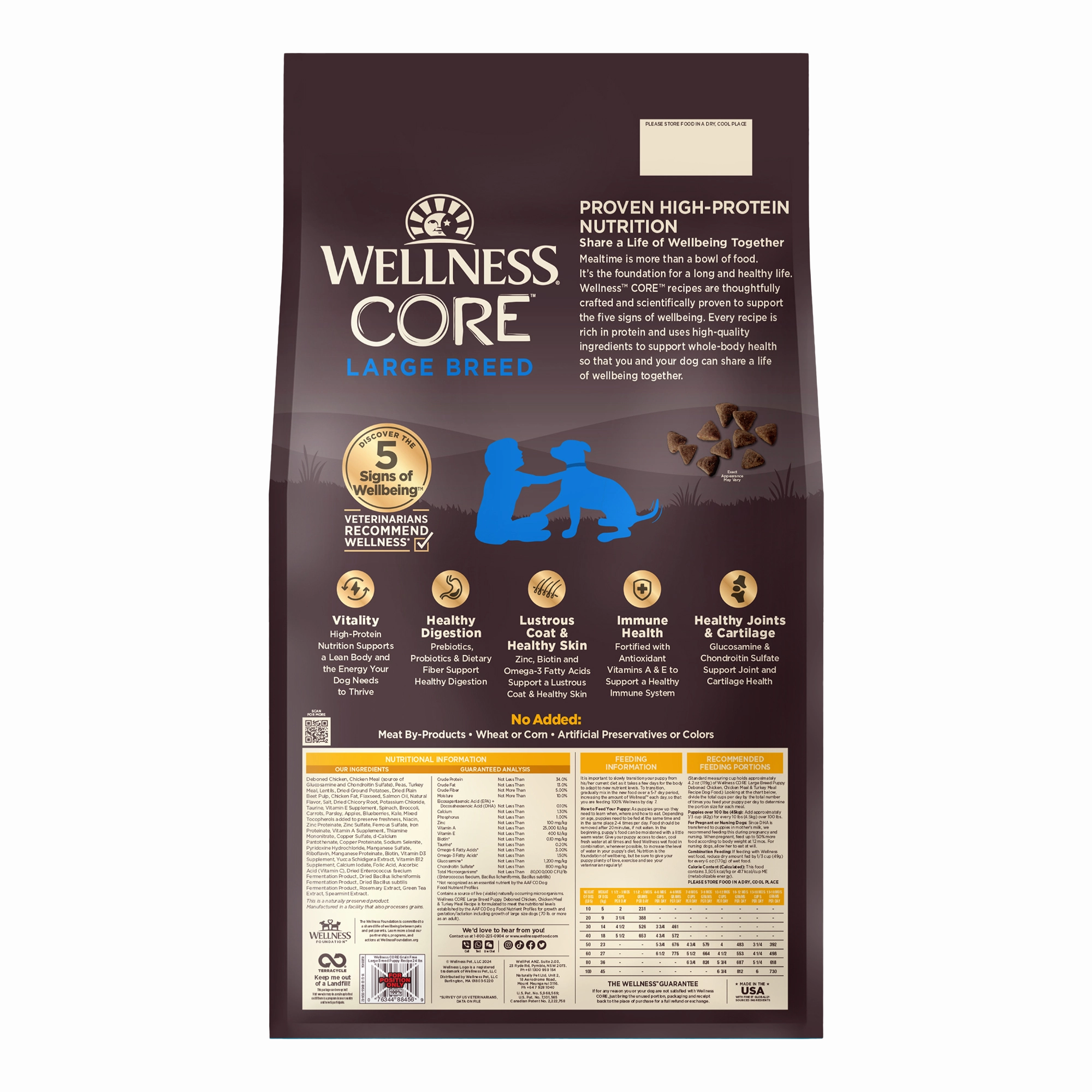 Wellness CORE Large Breed Grain Free Puppy Dry Dog Food (Deboned Chicken, Chicken Meal & Turkey Meal Recipe)