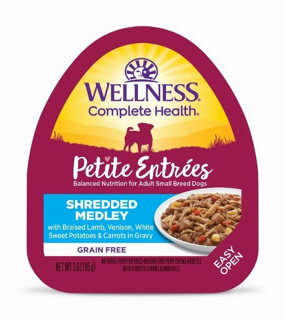 Wellness Petite Entrees Shredded Medley (Braised Lamb, Venison, White Sweet Potatoes & Carrots) Wet Dog Food small breed food,tiny dog food