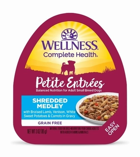 Wellness Petite Entrees Shredded Medley (Braised Lamb, Venison, White Sweet Potatoes & Carrots) Wet Dog Food small breed food,tiny dog food
